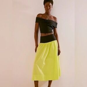 Free People Cooler in Capri Kiwi Combo Midi Skirt Set Size Small